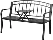 Gardeon Outdoor Garden Bench Seat Loveseat Steel Foldable Table Patio Furniture