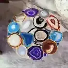 Mix Agate Geode Coffee Table, Side Agate Sofa Table, Living Room Furniture Decor