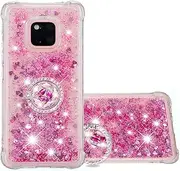 Back Case Cover Case Compatible with Huawei Mate 20 Pro,Quicksand Series Glitter Flowing Liquid Floating Girls Women Phone Case with Kickstand, Soft TPU Bumper Cushion Clear Phone Case Protective Case