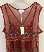 NWT Sundance Catalog Rust Embroidered “Sunset City Dress” Size PXL $198