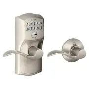 Camelot Satin Nickel Electronic Door Lock with Accent Door Lever