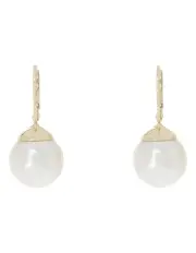 [Gregory Ladner] French Hook Faux Pearl Gold Earrings
