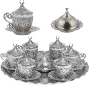 Alisveristime 27 Pc Turkish Greek Arabic Coffee Espresso Cup Saucer Silver