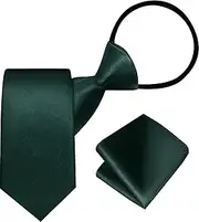 [A&J DESIGN] Boys Pre-Tied Zipper Tie & Pocket Square Set for 4-14 Years