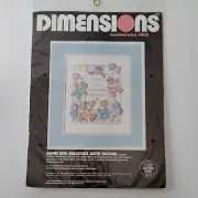 Dimensions Bears and Balloons Birth Record Counted Cross Stitch Kit 3660 1988