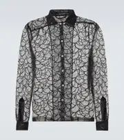 [Bode] Bode Pewter Shoal sequined mesh shirt UK 16 black