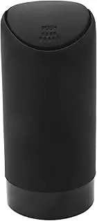 Mini Trash Can with Lid for Car Cup Holder Washable Silicone Automotive Kitchen and Office Mini Dust Holder Litter Rubbish Bin (Black)