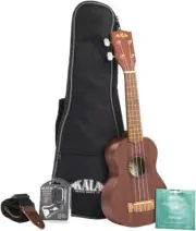Kala KA-15S Satin Mahogany Soprano Ukulele with Bag, Strap, Strings and Tuner