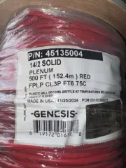 GENISIS 14/2 SOLID PLENUM 500 FT ( 152.4m ) RED FPLP CL3P FT6 75C