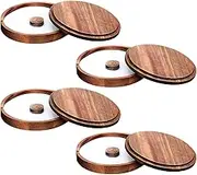 Ziliny 4 Pcs Acacia Wood Margarita Salt Rimmer Set Glass Rimmer with Lid Home Bar Accessories Rimming Salt Rimmer Plate for Sugar Drinks Cocktails Bartender Tool Kit Party Restaurant, 5.9" Diameter