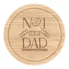 No.1 Dad Rugby Round Chopping Cheese Board Funny Father's Day Present Sport