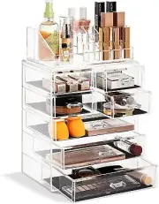 Sorbus Acrylic Cosmetics Makeup and Jewelry Storage Case Display Set