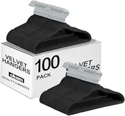 Coat Hangers Velvet 100-Pack Black with Silver Hooks, Non-Slip Hanger for Clothes, Camisole, Robes, Dress & Skirt, Top, Suit, Shirt & Pants, Jackets Coathangers