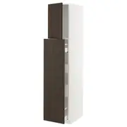 METOD / MAXIMERA hc w p-o func 1dr/4drw, white/Sinarp brown, 40x60x200 cm
