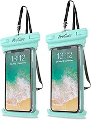 ProCase Waterproof Phone Pouch Case Dry Bag for iPhone 16 15 14 13 Pro Max Mini 12 11 Pro Max XR XS X 8 7 6S Plus, Galaxy S24 S23 S22 S21 Note Pixel Up to 7", Cruise Essentials -2Pack, Green
