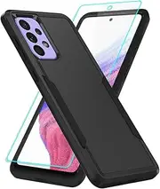 for Samsung A53 5G Case, Galaxy A53 5G Case with Screen Protector,Full Body Protection Durable Rubber Cover Phone Case for Samsung Galaxy A53 5G,Black
