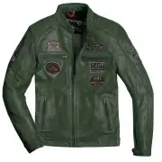 Zero Evolution Dark Green Motorcycle Leather Jacket
