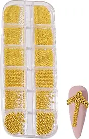 Nail Beads Tiny - Flatback Pearls for Crafting | Nails Art Decorations, 3D Mixed Sizes Gold Silver Caviar Beads Rivets Studs Jewelry for Women Girls Manicure Supplies Crafts Decorations