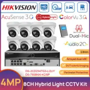 Hikvision 8CH 4MP Hybrid Light ColorVu+IR AcuSense CCTV Camera System Dual MIC
