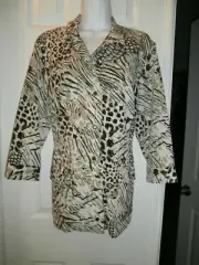 NWT NEW Chico's TOP JACKET SZ 1 POCKETS SNAP FRONT METALLIC ZENERGY ZIP UP