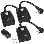 Outdoor Remote Control Outlet: Weatherproof, 100ft Range, 15A, 1 R...DEWENWILS