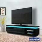 200cm RGB LED TV Cabinet Entertainment Unit Stand High Gloss Storage Shelf Black