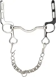 Horse Mouth Bit - Stainless Steel Horse Bit - Snaffle Bits with Hook and Chain - Thickeness Snaffle Bits for Horse Bridle, Easy to Control for Artificial Horse Farm, Racecourse