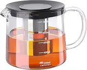 COPOTEA Glass Teapot with Stainless Steel Removable Infuser and Plastic Lid for Blooming Tea & Loose Leaf Tea, Stovetop & Electric Cooktop & Microwave & Dishwasher Safe, 1000mL/33oz