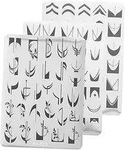 LALAFINA 3sets Nail Art Stamping Plates Steel Templates for Creative Nail Designs Reusable Stencils Various Patterns for Manicure