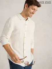 White Stuff White Keswick Long Sleeve 100% Linen Shirt (F97370) | $136
