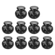 10pcs Double Hole Spring Elastic Drawstring Rope Cord Lock, Black Matte