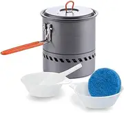 camping pot, portable camping picnic pot, non-stick pot and pan, camping heat collecting pot, camping pot with foldable handle, for backpacking, hiking, picnic, outdoor use