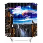 Moon Wolves On The Cliff 3D Shower Curtain Polyester Bathroom Decor Waterproof