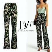 Diane Von Furstenberg DVF Jersey Flared Pants Size L NWT Black Blue Green White