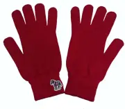 Paul Smith Garnet Red Lambswool Knitted Gloves Scotland Zebra New One Size O/S