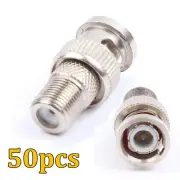 50 Pcs F Female to BNC Male Plug Coax RF Connector RG6 RG59 Adapter CCTV US SELL