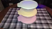TUPPERWARE Pastel Nesting Bowls... Set Of 3: Green, Yellow And Pink
