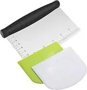 Dough Scraper and Cutter,Premium Stainless Steel Bench Scraper with 2 PCS Flexible Bowl Scraper,Pastry Cutter with Scale,Versatile Kitchen Scraper Set for Pastry Bread Pizza Cake