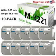 (10-Pack,9mm) M221 Label Tape M-K221 MK221 (9mm) for PT-65 Laber Makers