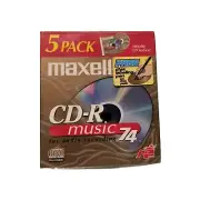 Maxell CD-R Music / 5 Pack / New / 74 MIN / For Audio Recording / CD-R74MU New