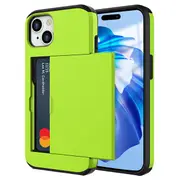 ZUSLAB for Apple iPhone 15 Case Slide Armor Card Holder Protective Shockproof Hard Back Cover (2023) - Green