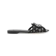 [Dolce & Gabbana] Dolce & Gabbana-Black Lace Viscose Flat Sandals-Donna 37 IT