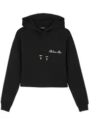 Balmain Logo-embroidered Hooded Cotton Sweatshirt - Black And White - S (UK8-10 / S) S (UK8-10 / S)