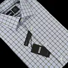 HUGO BOSS Blue Plaid HANK KENT Performance Stretch Dress Shirt 16 NWT