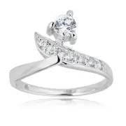 AVORA 925 Sterling Silver Adjustable Toe Ring with Cubic Zirconia CZ