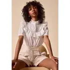 St. Roche Nan Top White Organic Cotton Ruffle Collar Size 0 MSRP $238