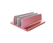 Double Adjustable Vertical Laptop Stand , Aluminum Desktop Dual Holder for All MacBook/Chromebook/Surface/Dell/iPad Up to 17.3 Inches-ROSEGOLD
