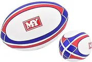 KandyToys M.Y Size 5 Rugby Ball White & Blue