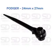 24mm x 27mm Ratchet Podger Spanner Scaffold Spanner, Double Socket Wrench Black