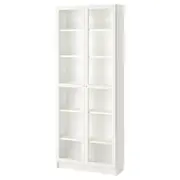 BILLY / OXBERG bookcase with glass doors, white, 80x30x202 cm